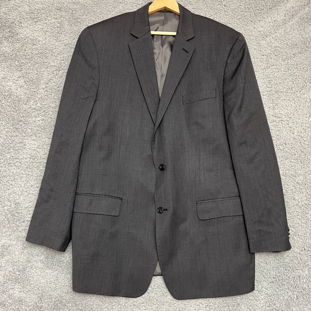 Michael Kors Suit Jacket Mens 46L Charcoal Grey Excellent 100% Wool 2-Button